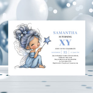 Whimsy Blue Fairy Girl 2nd Birthday Magic invite