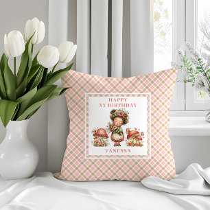 Whimsy Blush Fairy 6th Birthday Throw Pillow