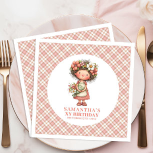 Whimsy Blush Fairy Cute 3rd Birthday Party Napkins