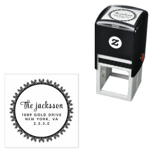 Whimsy Botanical Family Name & Return Address  Self-inking Stamp