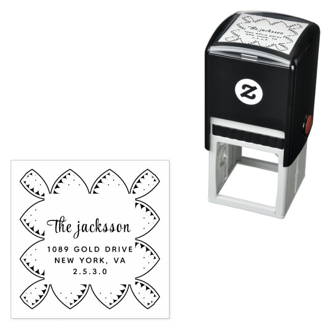 Whimsy Botanical Family Name & Return Address  Self-inking Stamp (In Situ)