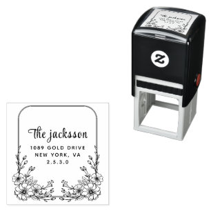 Whimsy Botanical Family Name & Return Address  Self-inking Stamp