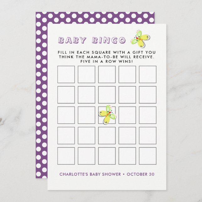 Whimsy Bunny Rabbit Baby Shower Bingo Game Invitation (Front/Back)