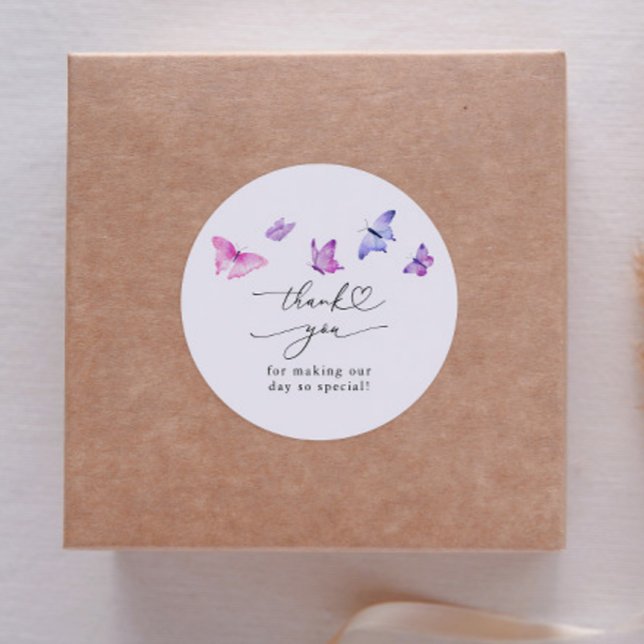 Whimsy Butterflies Bridal Shower Favour   Classic Round Sticker (Creator Uploaded)