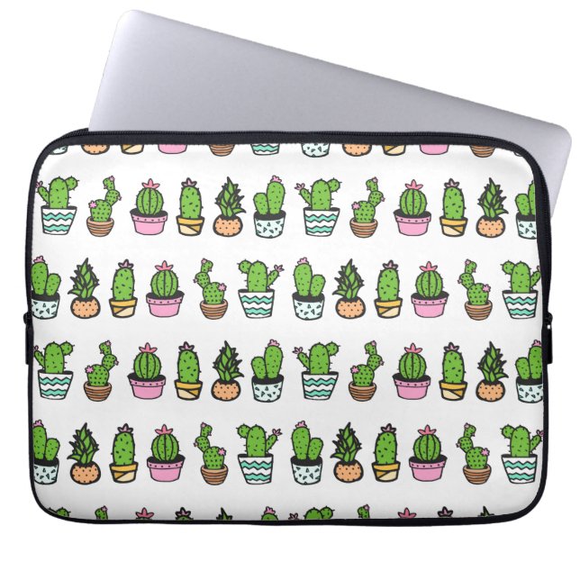 Whimsy Cactus Pots Laptop Sleeve (Front)