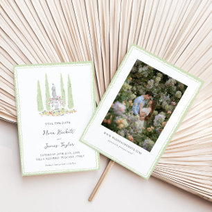 Whimsy Colorful Illustrated Italy Wedding Save The Date