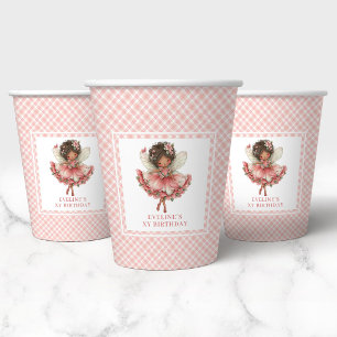 Whimsy Cute Blush Fairy Flowers 7th Birthday Cups