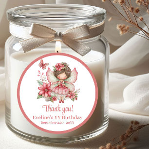 Whimsy Cute Blush Fairy Flowers Girl Birthday  Classic Round Sticker