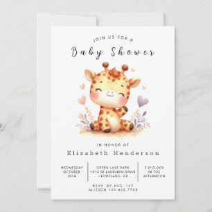 Whimsy Digital Giraffe Baby Shower Invitation