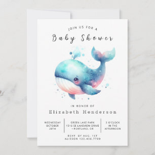 Whimsy Digital Whale Baby Shower Invitation