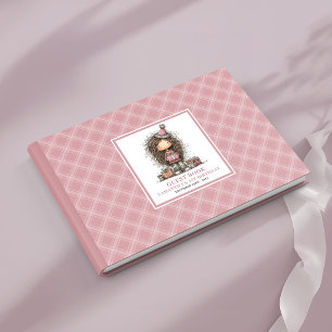 Whimsy dusty pink toddler 6th birthday sign guest book