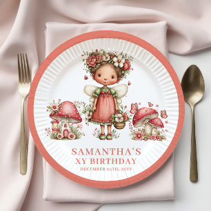 Whimsy Fairy 1st Birthday Blush Pink Floral Plates