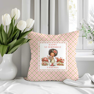 Whimsy Fairy 6th Birthday Pink Flowers Throw   Cushion