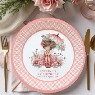 Whimsy Fairy Girl 4th Birthday Blush Pink paper  Plate