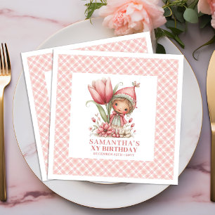 Whimsy Fairy Girl 4th Birthday Floral Pink napkins