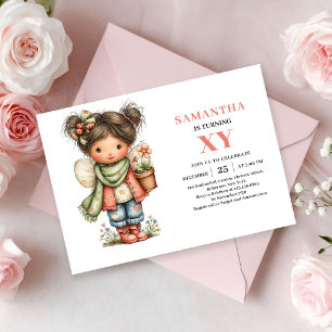 Whimsy Fairy Girl Birthday Blush Floral Pink Invitation