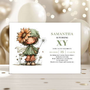 Whimsy Fairy Girl Birthday Pastel Green Invitation