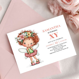 Whimsy Fairy Girl Birthday Pastel Pink invitation