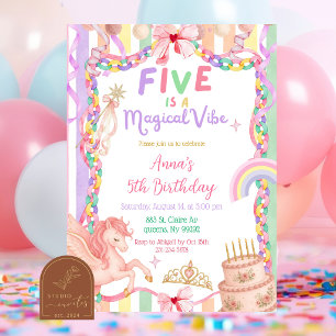 Whimsy Five is a magical vibe unicorn Birthday Invitation
