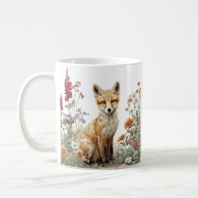 Whimsy floral Fox Mug (Left)