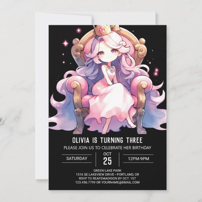 Whimsy Fun Princess Birthday Invitation (Front)