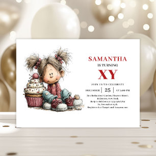 Whimsy Funky Girl Birthday invitation