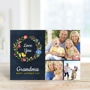 Whimsy Garden Wreath Mother's Day Photo Card