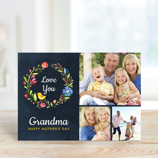 Whimsy Garden Wreath Mother's Day Photo Card (Creator Uploaded)