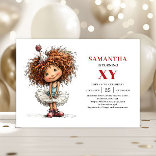 Whimsy Girl Birthday Cartoon invitation