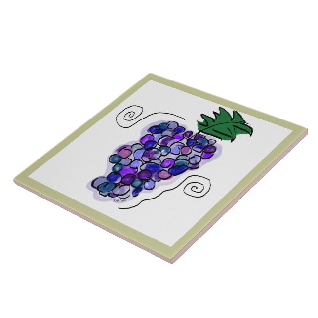 Whimsy Grapes (sage/white) Tile (Side)