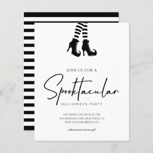 Whimsy Halloween Party Black and White Invitation