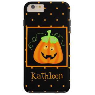 Whimsy Halloween Pumpkin Black Name Personalised Tough iPhone 6 Plus Case