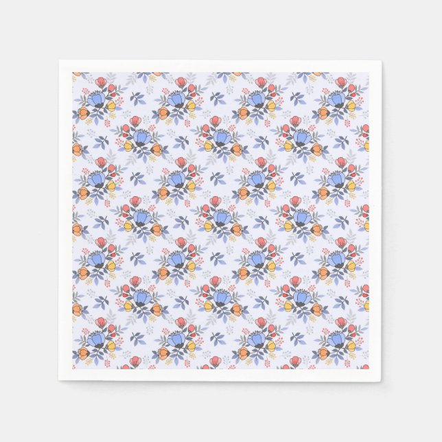 Whimsy Hand Drawn Flowers Napkins (Front)