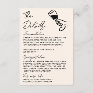 Whimsy Hand Written Drawn Quirky Wedding Details Enclosure Card