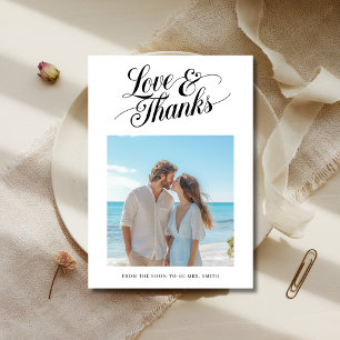 Whimsy Handwritten Modern Bridal Shower Photo Thank You Card