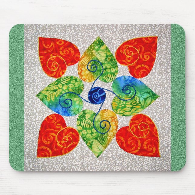 Whimsy Hearts Quilt - Block #1 Mouse Pad (Front)