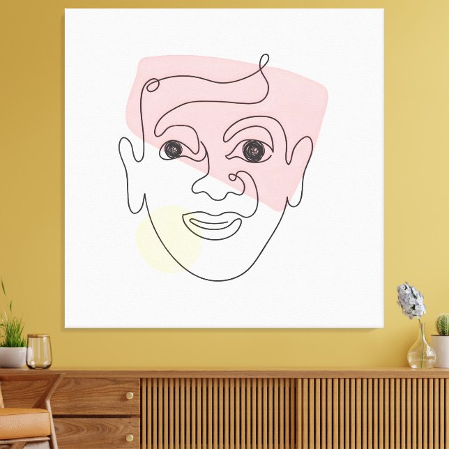 Whimsy in One Line – Abstract Portrait Canvas Print (Insitu(LivingRoom))