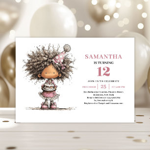 Whimsy Kids Birthday Invite Dusty Pink Printable