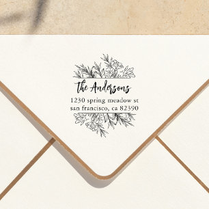 Whimsy Leaves Botanical Family Name Return Address Self-inking Stamp