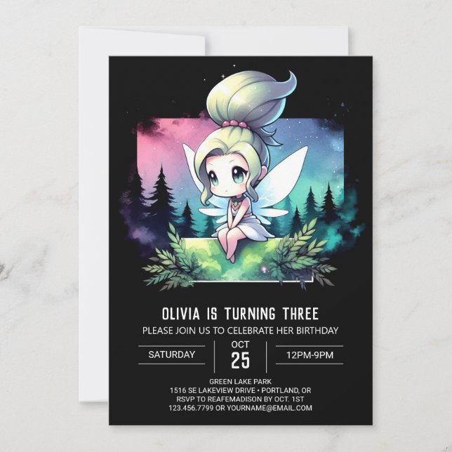 Whimsy Little Fairy Birthday Invitation (Front)