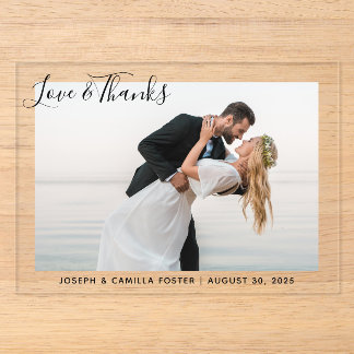 Whimsy Love and Thanks Wedding Photo Acrylic Invitations