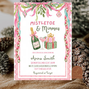 Whimsy Mistletoe and Mimosas Bridal Shower Invitation