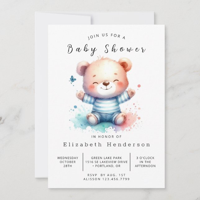 Whimsy Online Bear Baby Shower Invitation (Front)