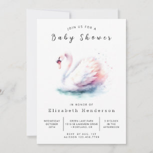 Whimsy Online Swan Baby Shower Invitation