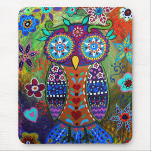 whimsy owl mouse pad