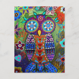 whimsy owl postcard