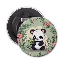 Whimsy panda bear on floral