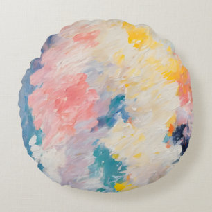 Whimsy Pastel Hues Dream Pattern Round Cushion
