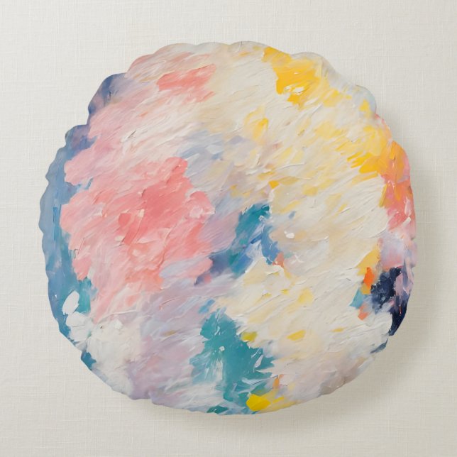 Whimsy Pastel Hues  Dream Pattern Round Cushion (Front)