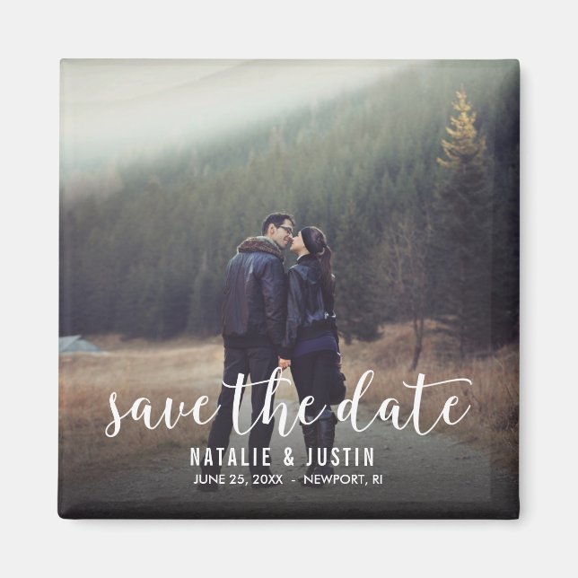 Whimsy Photo Save the Date Square Announcement Magnet (Front)